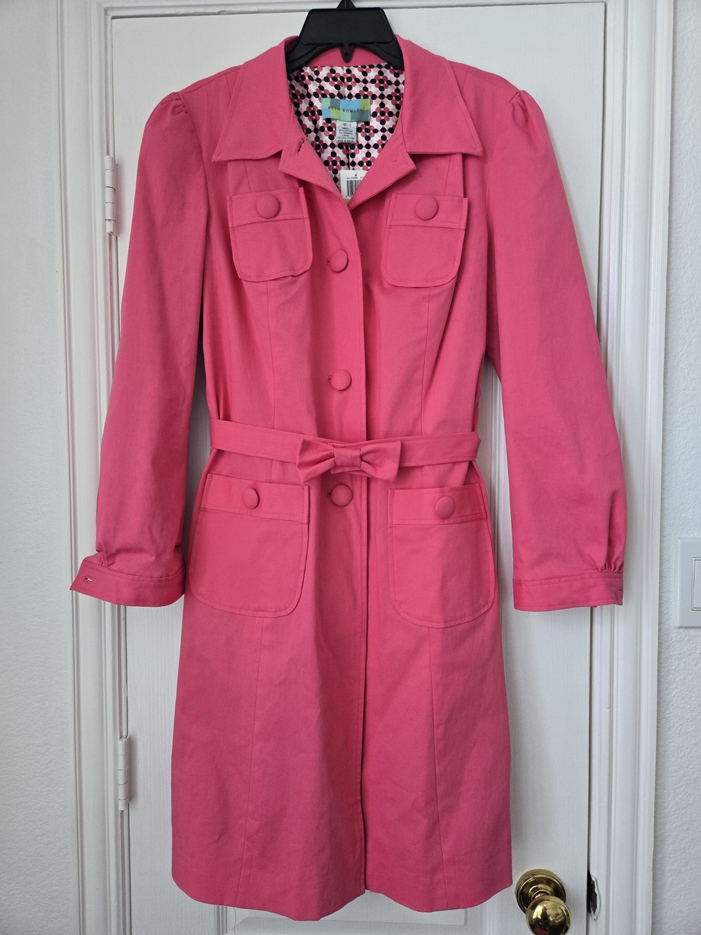Beth Bowley Bright Pink Belted Trench Coat - Size 12 - NWT